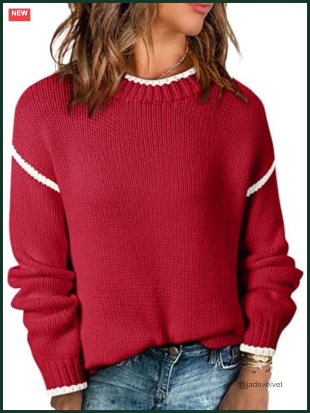 Women's Crewneck Long Sleeve Knit Pullover Sweater Loose Casual Fall Winter